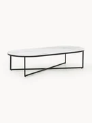 Ovale salontafel Antigua met glazen tafelblad in marmerlook