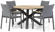 Tuinset Ronde Tuintafel 4 personen 120 cm Aluminium/textileen Grijs Lifestyle Garden Furniture Brandon/Fabriano