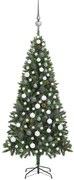 vidaXL Kunstkerstboom met LED's, kerstballen en dennenappels 180 cm