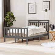 vidaXL Bedframe massief hout grijs 120x190 cm 4FT Small Double