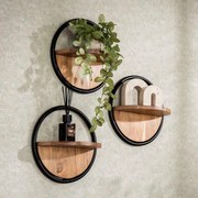 Ronde Wandplankjes Hout Set Van 3 - 35x17x35cm.