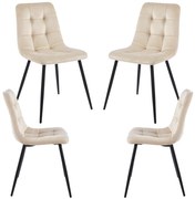 Set 4 Stoelen Stuhl Fluweel