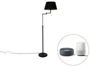 Stoffen Smart vloerlamp zwart met zwarte kap en verstelbare arm incl. Wifi A60 - Ladas Deluxe Modern E27 rond Binnenverlichting Lamp