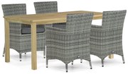 Tuinset 4 personen 160 cm Wicker Grijs Domani Furniture Miami/Weston