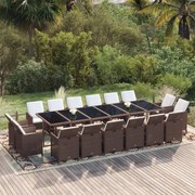 vidaXL 17-delige Tuinset met kussens poly rattan bruin