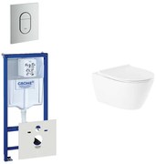 QeramiQ Salina Toiletset - inbouwreservoir - spoelrandloos - wandcloset - softclose - bedieningsplaat verticaal mat chroom 0729205/0729241/sw96855/sw96857/