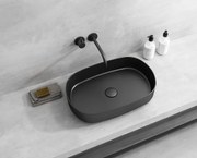 Isvea Infinity Oval waskom 55x36cm mat zwart