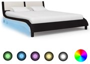 vidaXL Bedframe met LED kunstleer zwart en wit 120x200 cm