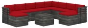 vidaXL 11-delige Loungeset pallet met kussens massief grenenhout