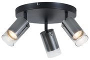 PlafondSpot / Opbouwspot / Plafondspot gunmetal rond 3-lichts draai- en verstelbaar - Drain Modern GU10 Binnenverlichting Lamp