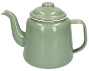 Theepot, emaille, groengrijs/wit, 1,5 L