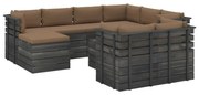 vidaXL 10-delige Loungeset met kussens pallet massief grenenhout