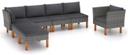 vidaXL 7-delige Loungeset poly rattan en eucalyptushout grijs