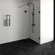 BRAUER Create Inloopdouche - 90x200cm - profielloos - 40cm - draaibare zijwand - antikalk - 8mm veiligheidsglas - antraciet mat 4JC3-90/40A