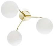 Driedubbele wandlamp in messing en opaline glas, Moricio