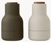 Kleine zout- en pepermolen Bottle Grinder met walnoothouten deksel, 2-delig