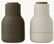 Kleine zout- en pepermolen Bottle Grinder met walnoothouten deksel, 2-delig