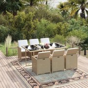 vidaXL 7-delige Tuinset met kussens poly rattan beige