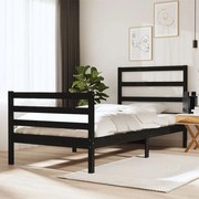 vidaXL Bedframe massief grenenhout zwart 75x190 cm 2FT6 Small Single