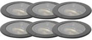 Set van 6 dimbare buiten grondspots zwart IP65 incl LED - Delux Honey Modern GU10 IP65 Buitenverlichting