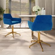 vidaXL Eetkamerstoelen draaibaar 2 st fluweel blauw