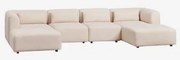 Fogler 4-delige Modulaire Bank Met Chaise Longue En Poef Chenille Crème Beige - Sklum
