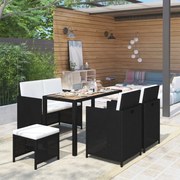 vidaXL 6-delige Tuinset poly rattan en acaciahout zwart