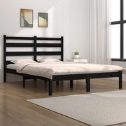 vidaXL Bedframe massief grenenhout zwart 140x190 cm