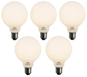 Set van 5 E27 dimbare LED lamp opaal G95 5W 450 lm 2700K