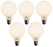 Set van 5 E27 dimbare LED lamp opaal G95 5W 450 lm 2700K