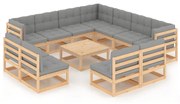 vidaXL 12-delige Loungeset met kussens massief grenenhout