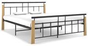 vidaXL Bedframe metaal en massief eikenhout 160x200 cm