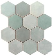 Terre d'Azur Hexagonale Mosaic wandtegel 28x30cm groen