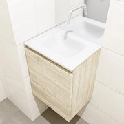 Mondiaz Olan 40cm toiletmeubel light brown grey met wastafel talc midden geen kraangat