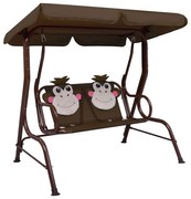 vidaXL Kinderschommelbank 115x75x110 cm stof bruin