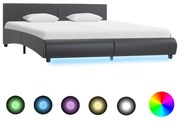 vidaXL Bedframe met LED kunstleer grijs 160x200 cm