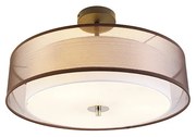 Stoffen Moderne plafondlamp bruin met wit 50 cm 3-lichts - Drum Duo Modern E27 cilinder / rond Binnenverlichting Lamp