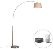 Smart booglamp staal kap grijs incl. WiFi A60 - Arc Basic Modern E27 rond Binnenverlichting Lamp