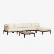 Tuinset Met 4-delige Modulaire Hoekbank, Salontafel En Poef Van Acaciahout Giulia Donker Acaciabruin - Sklum