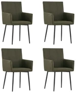 vidaXL Eetkamerstoelen 4 st met armleuningen stof bruin