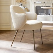 Dan-Form Bae Luxe Eetkamerstoel Met Armleuningen Almond Shimmer Boucle