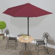 vidaXL Balkonparasol half aluminium paal 300x150x253 cm bordeauxrood