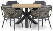 Tuinset Ronde Tuintafel 4 personen 120 cm Wicker Taupe  Lifestyle Garden Furniture Dolphin/Rockville