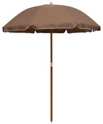 vidaXL Parasol met stalen paal 180 cm taupe