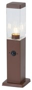 Buitenlamp roestbruin met helder glas 45cm IP44 met stopcontact en bewegingssensor - Malios Modern E27 IP44 Buitenverlichting