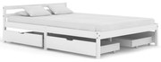 vidaXL Bedframe met 4 lades massief grenenhout wit 140x200 cm