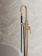 Saniclear Brass Curved Pro vrijstaande badkraan geborsteld messing - mat goud