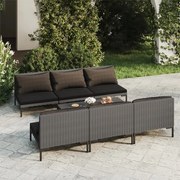 vidaXL 7-delige Loungeset met kussens poly rattan donkergrijs