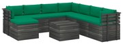 vidaXL 9-delige Loungeset pallet met kussens massief grenenhout