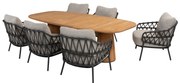 Capri Calpi low dining tuinset 7 delig 240x110xH69 cm teak antraciet 4 Seasons Outdoor